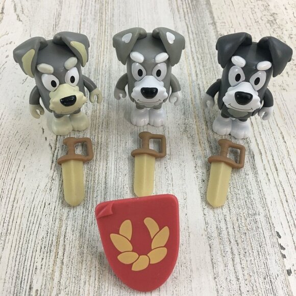 Bluey The Terriers with Swords Shield School Friends Jo Dan Adam Figure Triplets - Picture 1 of 16